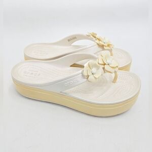 Crocs Vivid Bloom Platform Sandals White Yellow